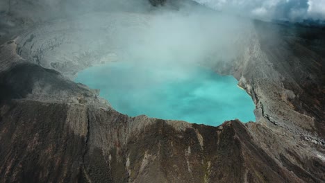 kawah ijen volcano east java aerial over acid lake