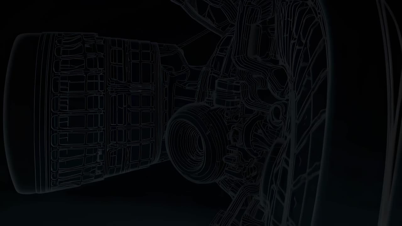 Detailed technical drawing of a rocket engine