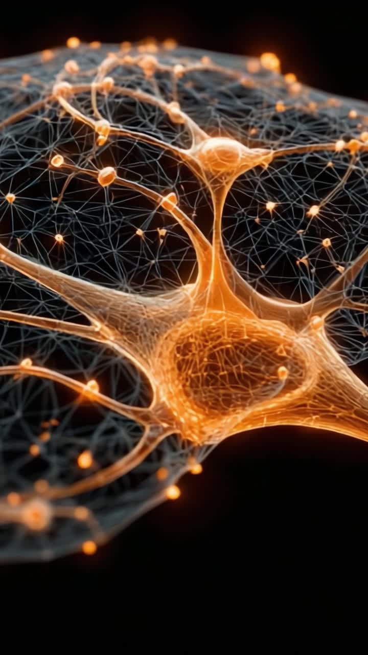 Esplorare l'intricata rete di neuroni: una rappresentazione visiva dell'attività cerebrale e della connettività neurale con dettagli mozzafiato.