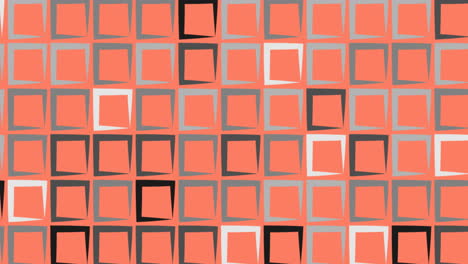animación digital de múltiples formas cuadradas grises que se mueven contra un fondo naranja