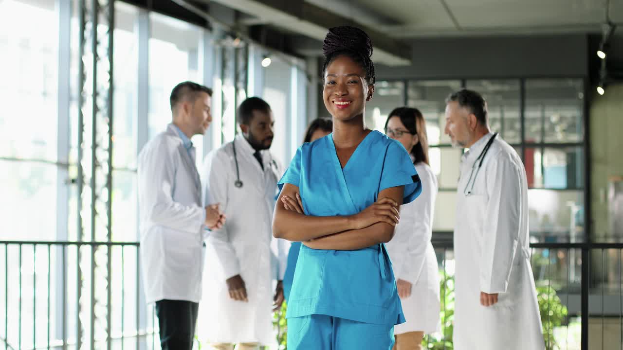 Portrait of beautiful African-American doctor smiling