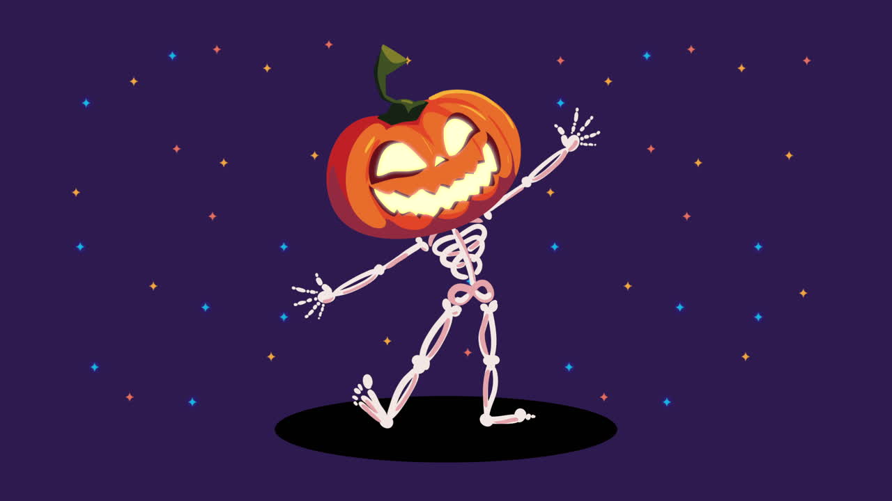 animazione di halloween felice con il personaggio della zucca