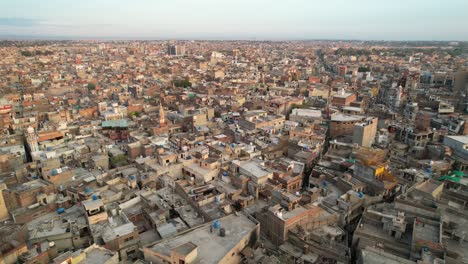 high angle aerial view of rawalpindi (pindi) in rush hour, district, punjab