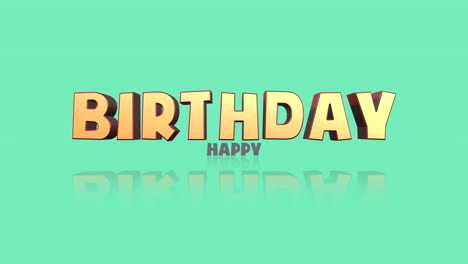 cartoon happy birthday text on green fashion gradient