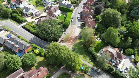 Road-ford-Brockenhurst-Village-in-New-Forest-Hampshire-UK-aerial-view