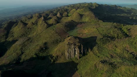 osmena peak in scenic landscape of cebu, philippines, aerial at sunset