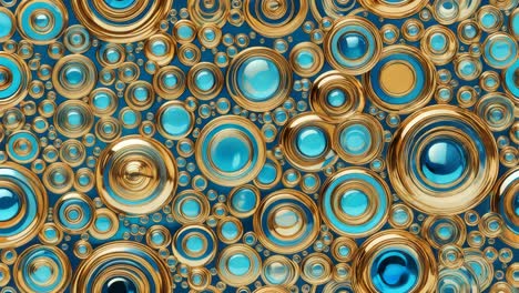 abstract geometric pattern with gold and blue circles