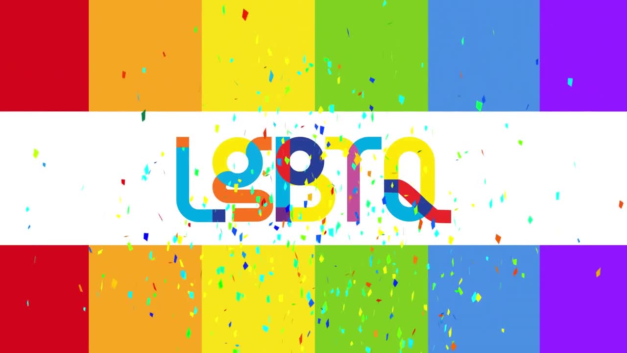 레인보우  ⁇ 발에 lgbtq에 대한 콘페티의 애니메이션