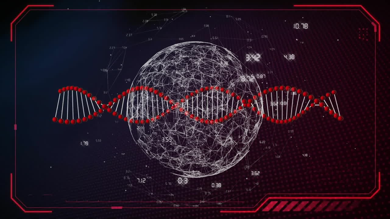 데이터 프로세싱 및 글로브로 dna 스트랜드의 애니메이션
