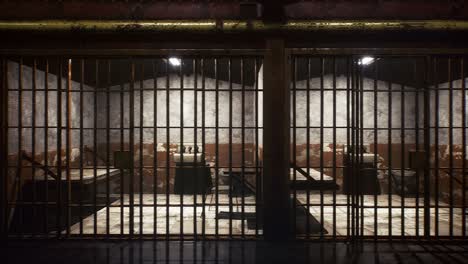 an old prison with empty closed cells. the seamless loopable animation is designed for crime, violence or historical backgrounds. view of an ancient prison.
