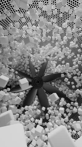 Washing Machine or Dryer Interior with 3D Cubes and Fan