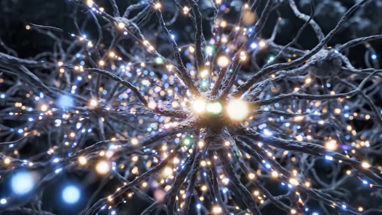 Exploring the Intricate Networks of Neurons: A Close-Up Look at the Fascinating Connectivity and Luminescence of Neural Structures in a Digital Visualization