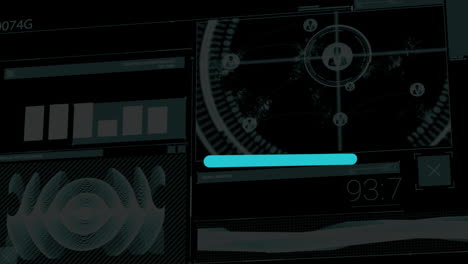 animation of digital computer interface screens scanning