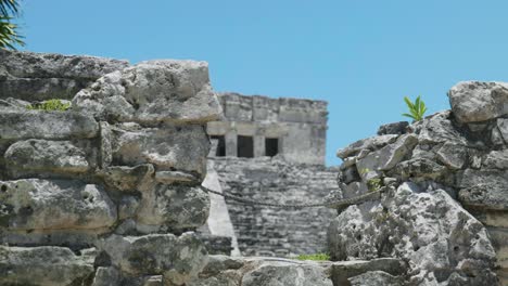 4k cinematic landscape nature footage of the mayan ruins of tulum in quintana roo, mexico on a sunny day