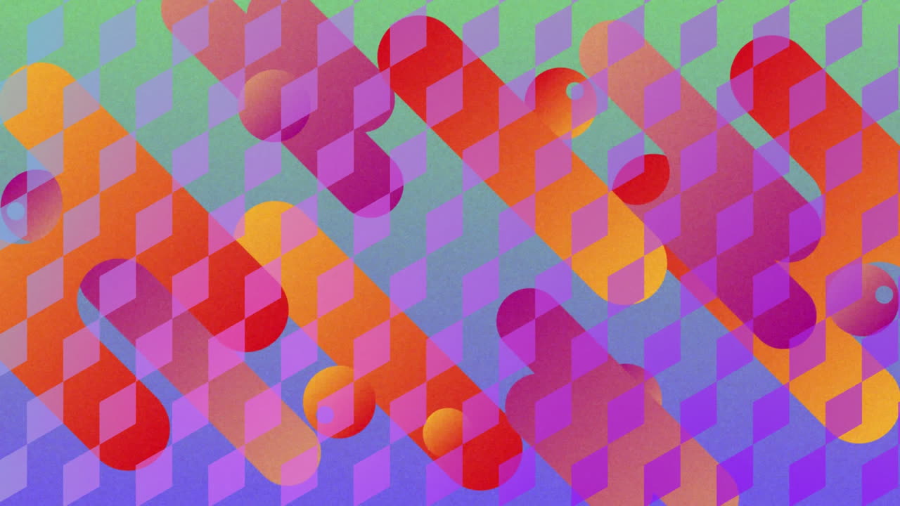 다각형 다이아몬드 그리드를 통해 움직이는 다채로운 곡선 모양