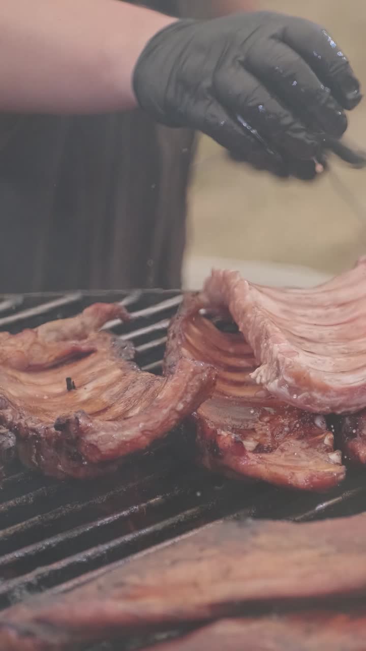 Grilled Ribs on a Barbecue