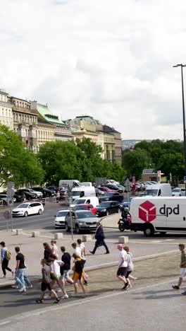 busy intersection in prague