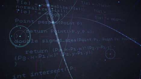 animation of network of connections and data processing over dark background