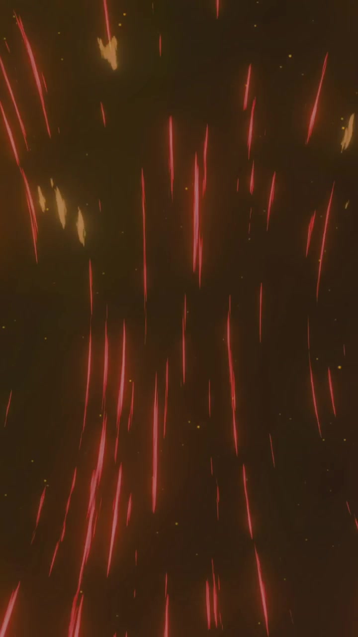 Animation of light trails and orange glowing flames on dark background