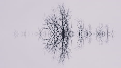 reflective bare tree silhouette