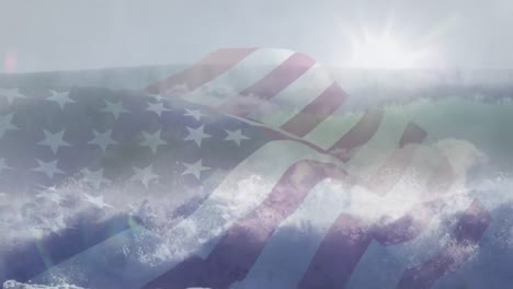 Digital-composition-of-waving-us-flag-against-waves-in-the-sea