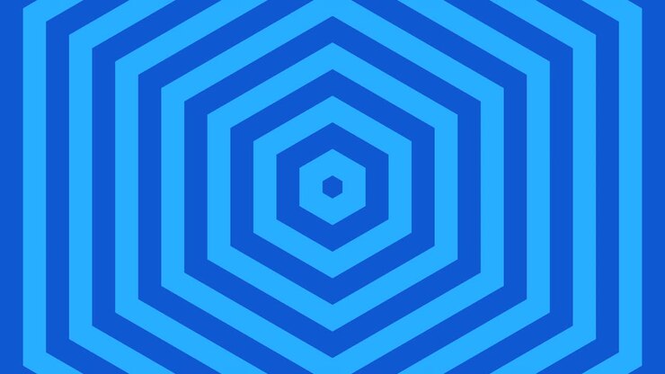 Loop di esagoni ipnotici blu in lenta espansione