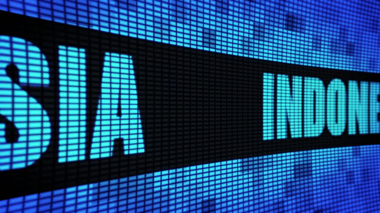 Indonesia displayed on a LED screen