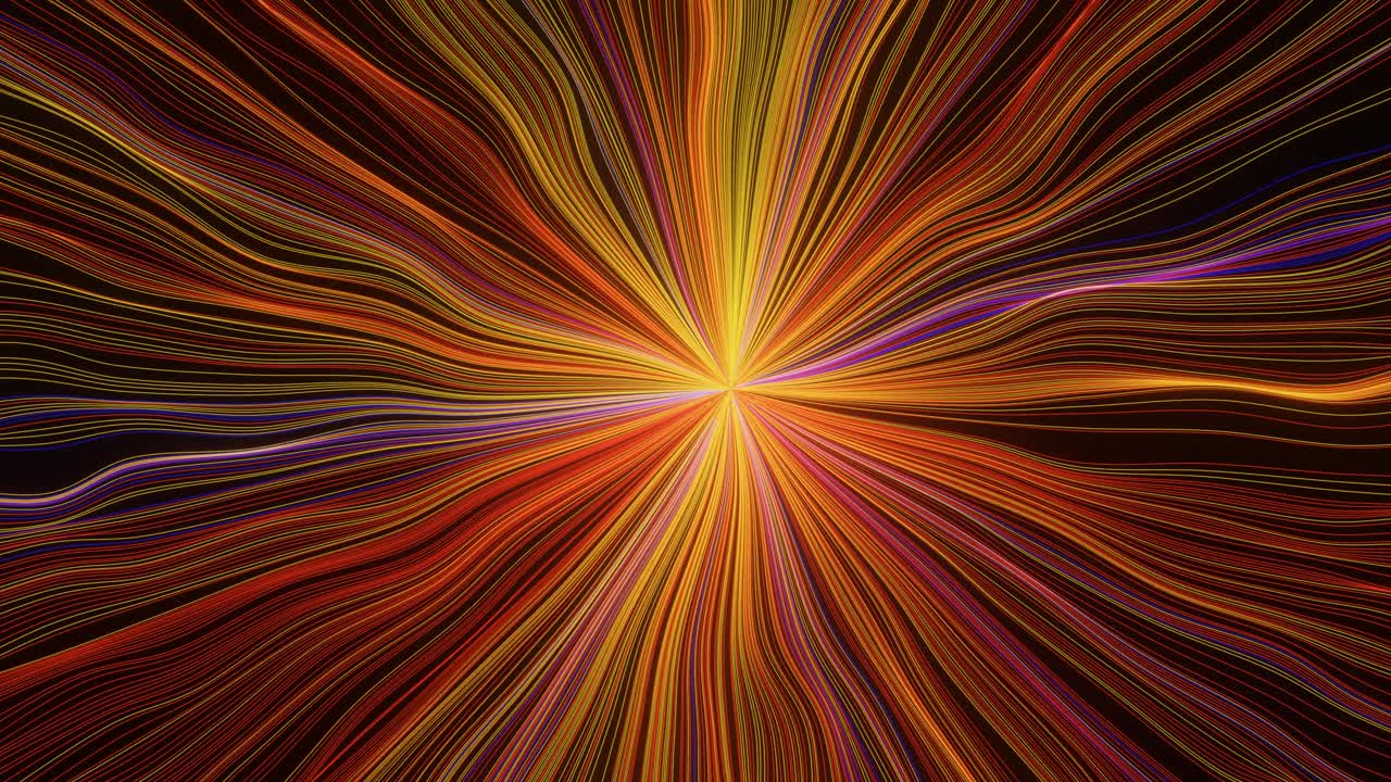 Rays of the sun as waves move loop, abstract background. Futuristic 3d rendering.