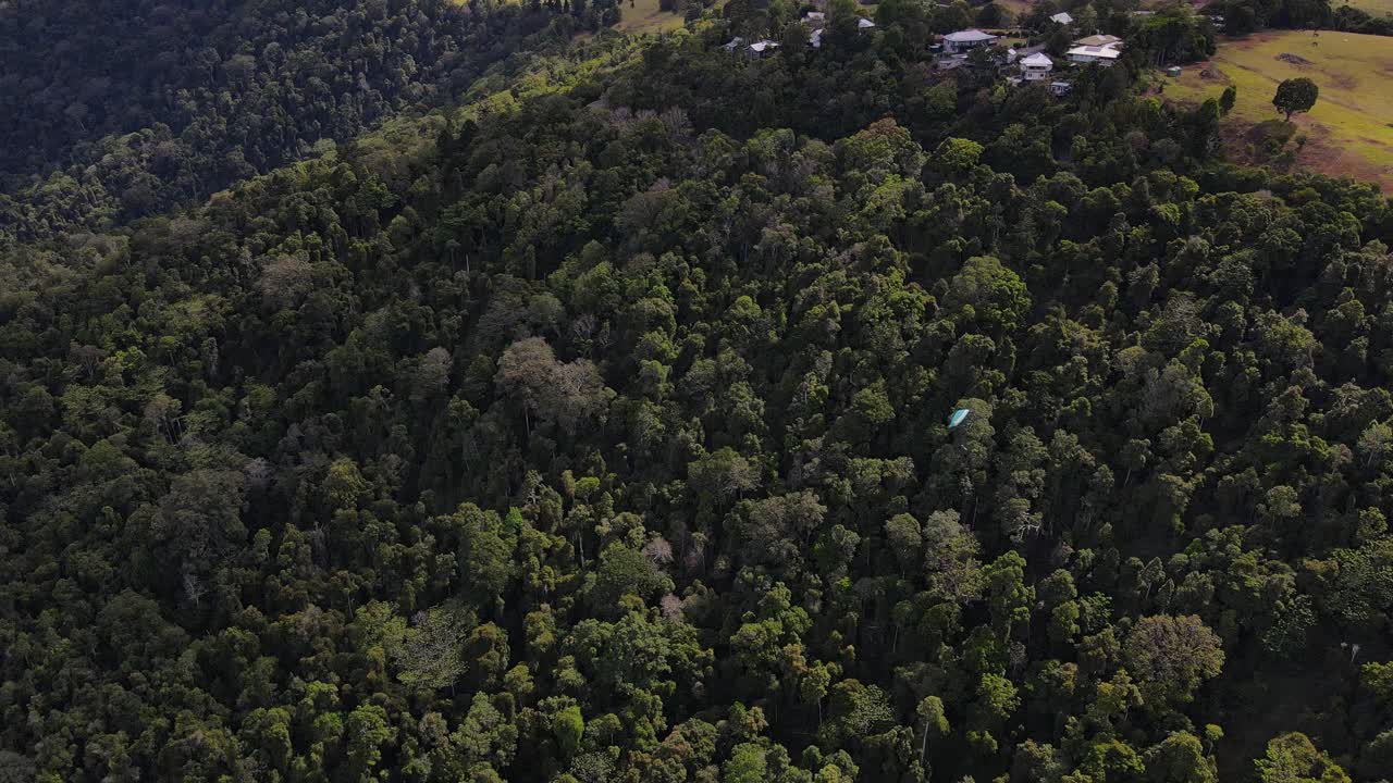 parapente sobre montañas verdes - parque de conservación rosins lookout y rosin's lookout - beechmont, qld, australia