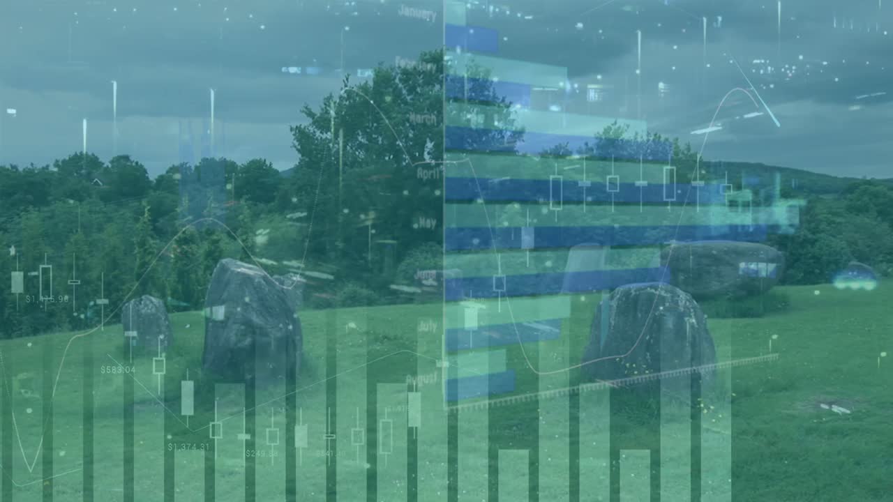 풍경에 대한 데이터 처리의 애니메이션