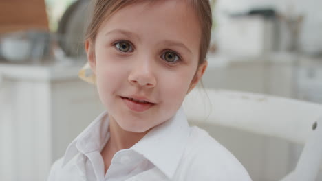 portrait beautiful little girl smiling looking happy child enjoying childhood testimonial concept 4k footage