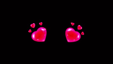 animación forma de corazones rojos flotando sobre un fondo negro.
