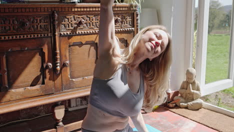 woman doing yoga indoors