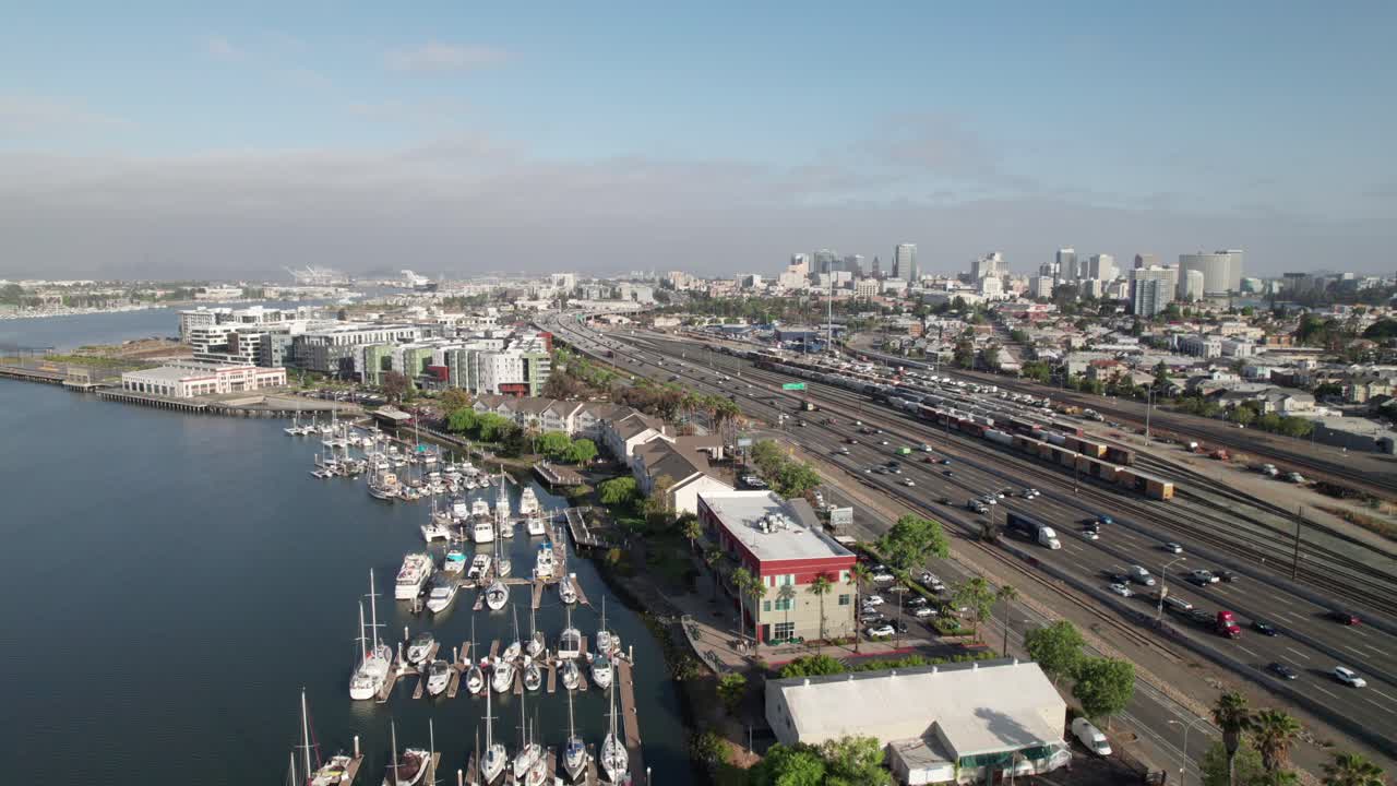 Oakland and San Francisco Bay in Clinton and Rancho San Antonio areas with I-880 highway.