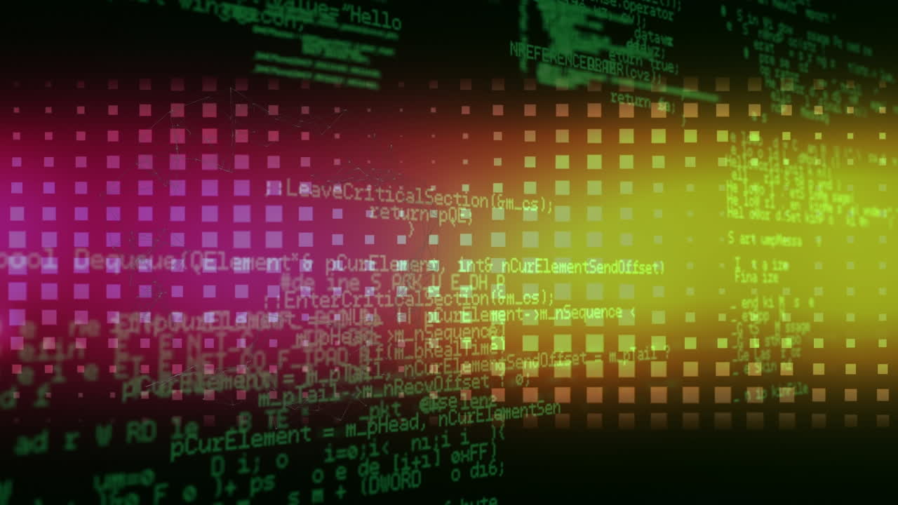 animación del procesamiento de datos sobre un fondo colorido