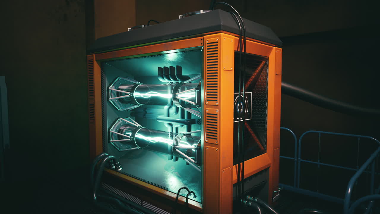 첨단 에너지 발전기 미래의 실험실 환경에서 밤에