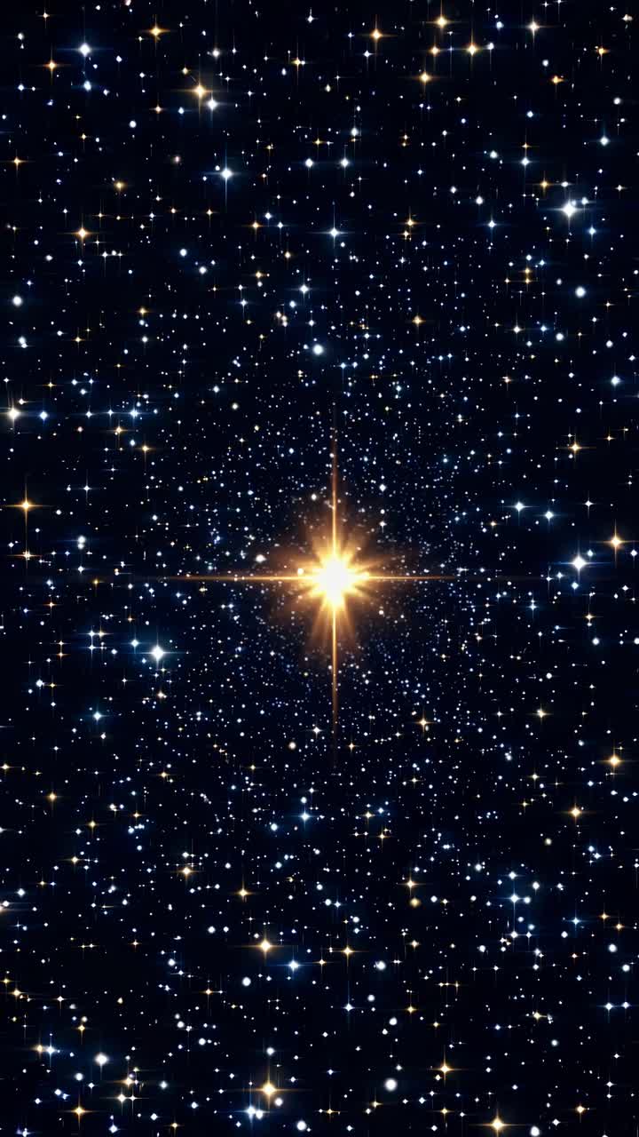 A mesmerizing cosmic video concept with a central glowing star surrounded by countless smaller