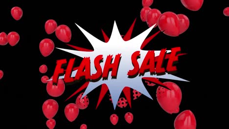 Flash-Sale-Grafik-Mit-Luftballons-Auf-Schwarzem-Hintergrund