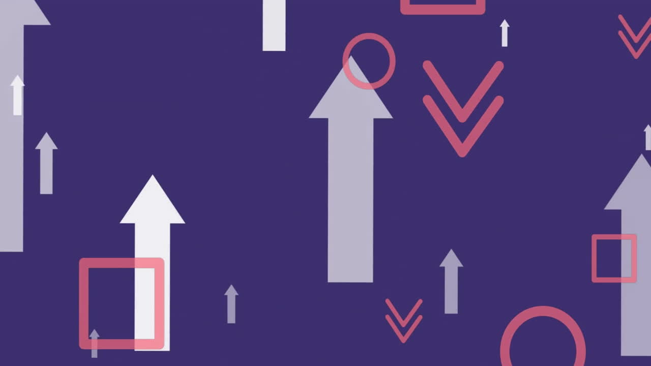 파란색 배경에 화살표와 떨어지는 모양의 애니메이션