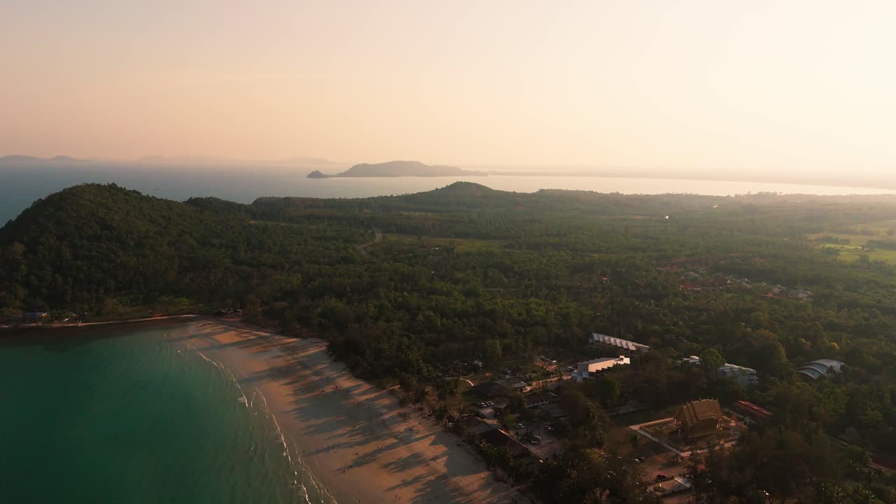 Chumphon Thailand Aerial view at sunset of tropical scenic coastline beach travel destination
