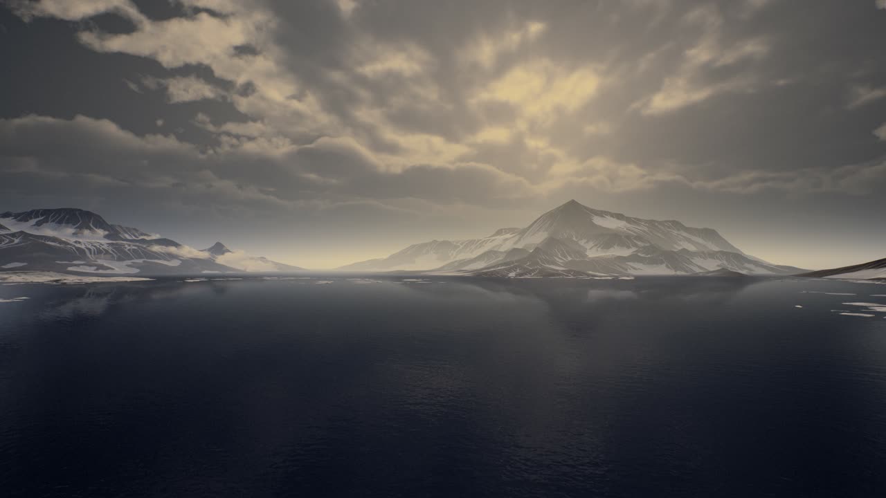 Mountains covered with ice in Antarctic landscape