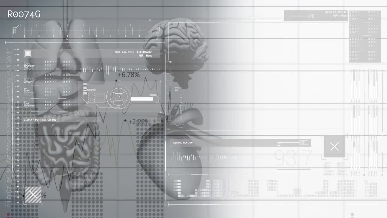 Animation of digital interface over human organs model