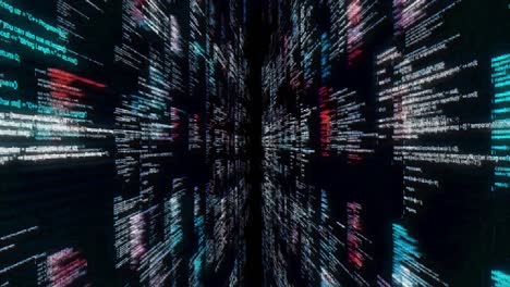 abstract futuristic cyberspace, grunge glitch background. animation. concept of data center and modern technologies, moving through tons of data, seamless loop