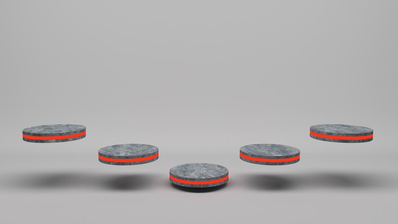 el soporte de producto de mármol es un pedestal futurista o de podio en una pantalla vacía que crece con una luz intermitente con telón de fondo blanco. renderización 3d. bucle sin costuras.