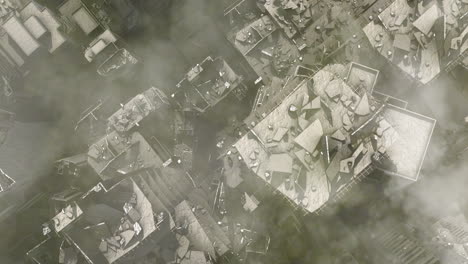 el paisaje urbano destruido vista aérea