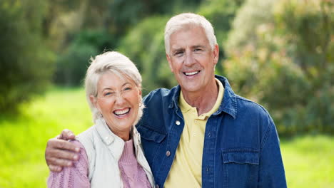 Face,-funny-and-senior-couple-in-nature