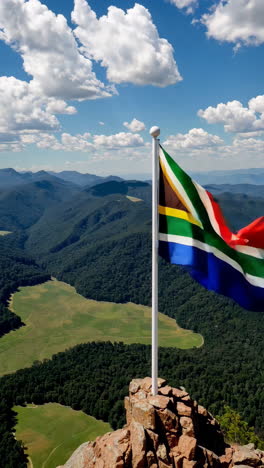 South African Flag on Mountain Peak
