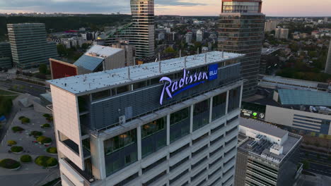 radisson blu hotel - aerial view at sunset