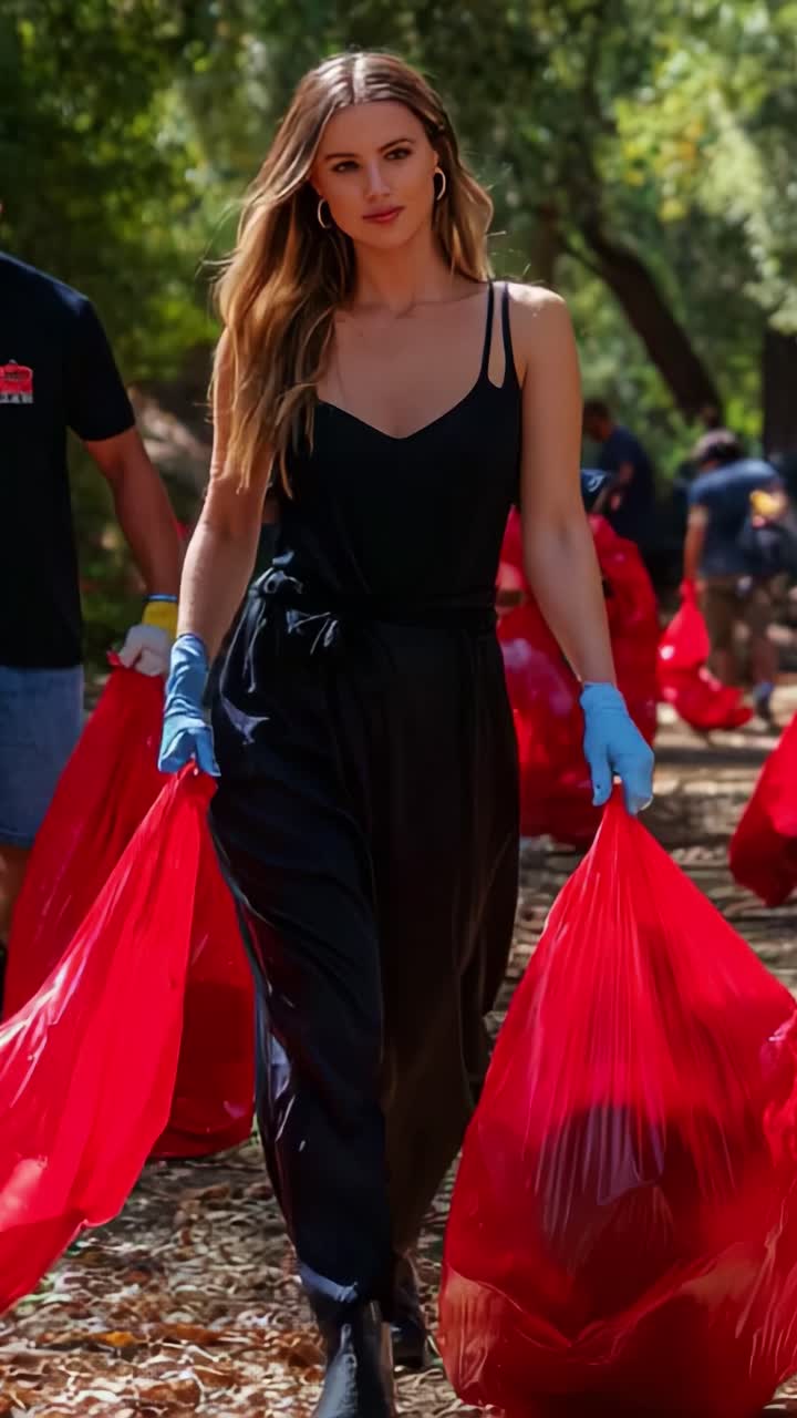 A Dedicated Volunteer Collects Litter in a Lush Green Environment, Highlighting the Importance of Community Efforts in Clean-Up Initiatives and the Beauty of Nature While Engaging Others to Participate