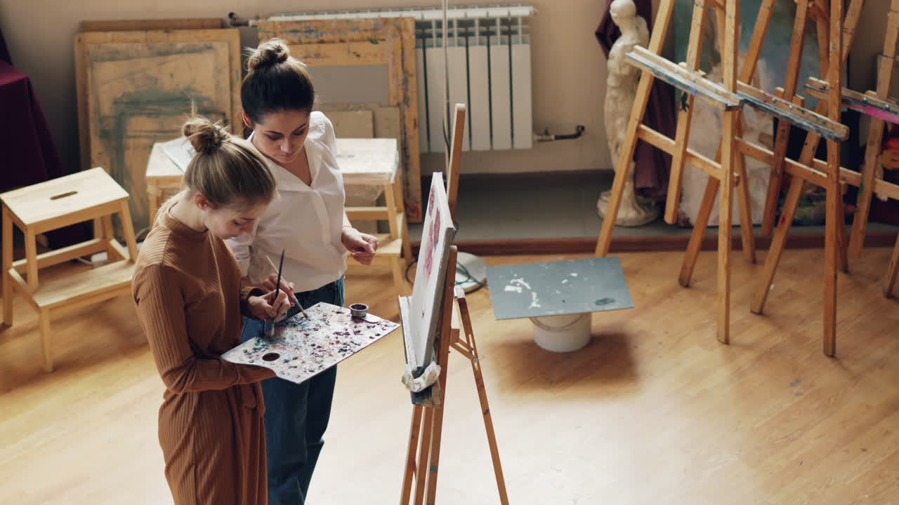 Art Students Painting in Studio